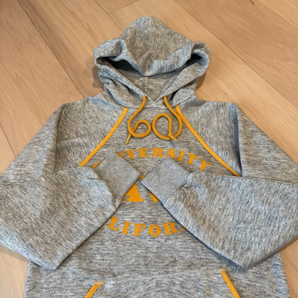 Vintage UC Davis Hoodie S Gray 70s Fleece Pullover California Davis University - Picture 4 of 9